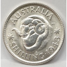 AUSTRALIA 1943 . ONE 1 SHILLING . VARIETY . S OVER D